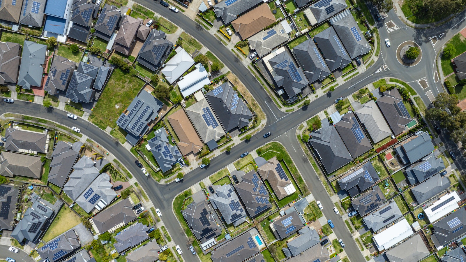 Aerial view of an Australian suburb